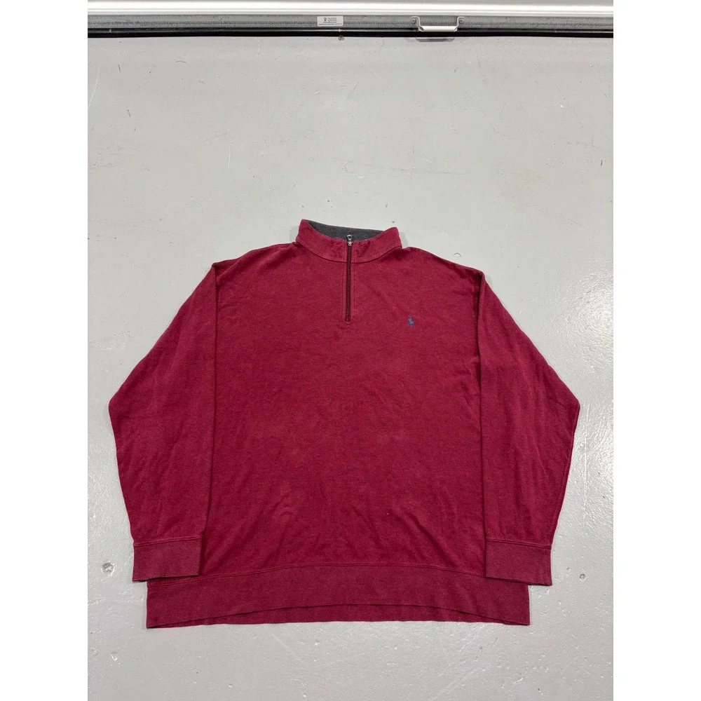 Polo Ralph Lauren Mens 3XLT Big & Tall Burgundy Red Quarter Zip Pullover Sweater